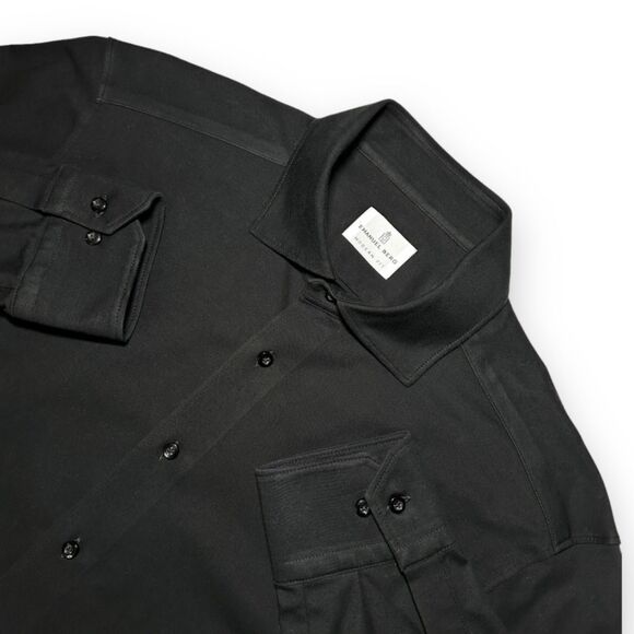 Emanuel Berg Mens Byron Charcoal Stretch Jersey Button Down Shirt Size 42 16.5 L - Picture 4 of 10